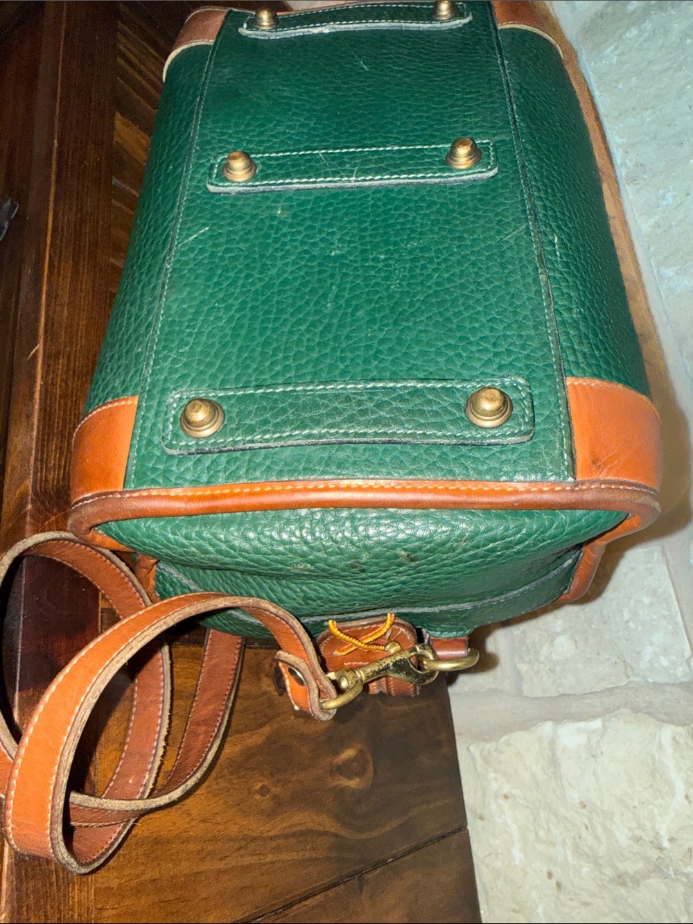 Vintage Dooney & Bourke Green Pebbled Leather Gladstone - Picture 8 of 13